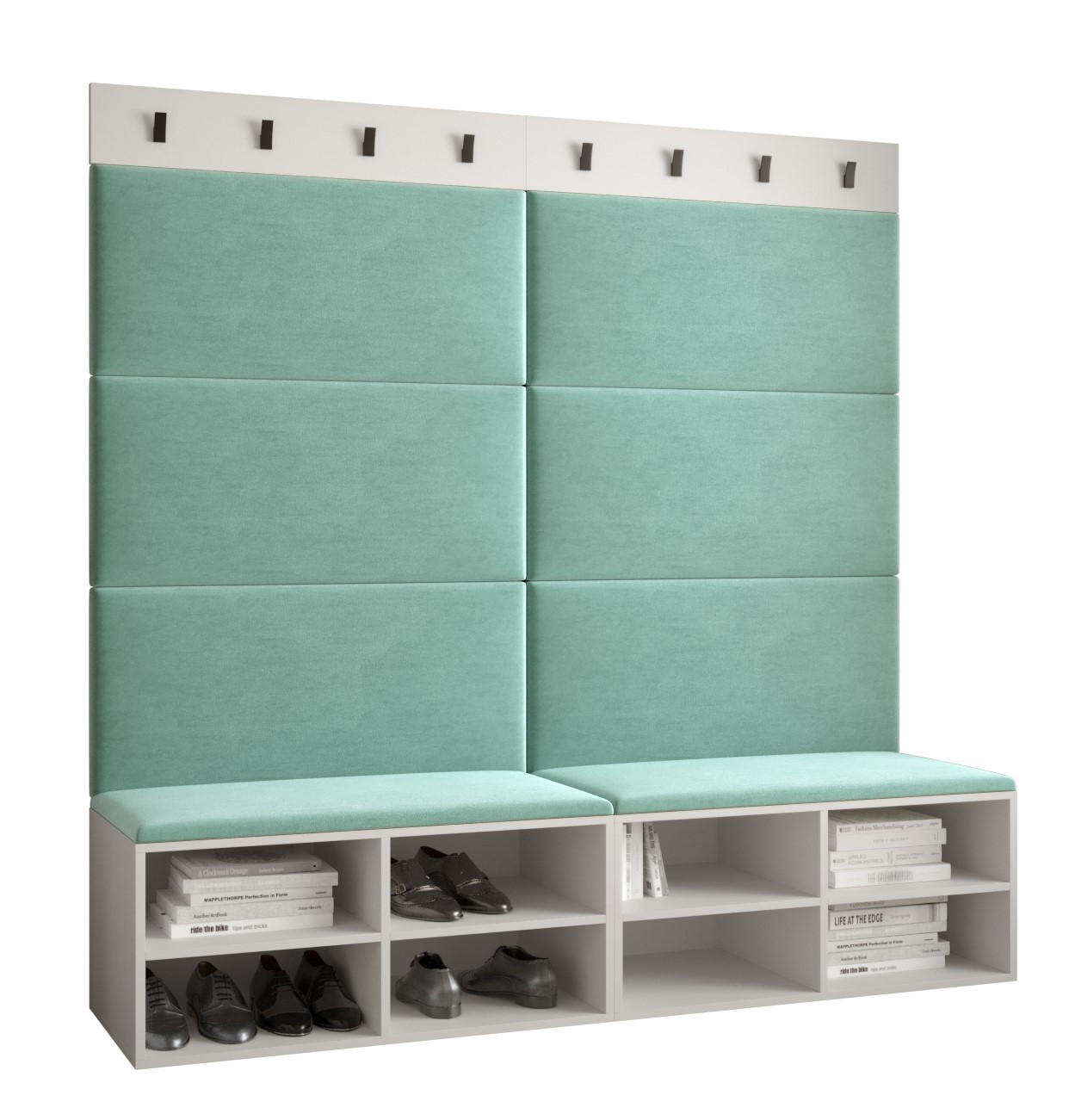 Möbel Kryspol Garderoben-Set Weiß, Mintgrün 168x184x42 cm