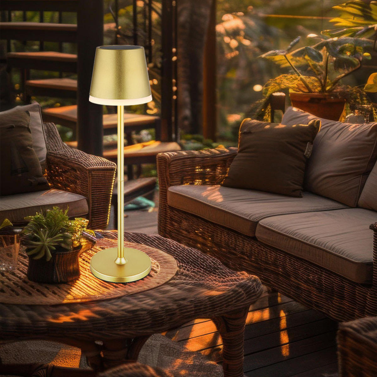 LED AUSSENLEUCHTE Solar Gold - Goldfarben, Metall (11/11/41cm) - Globo Lighting