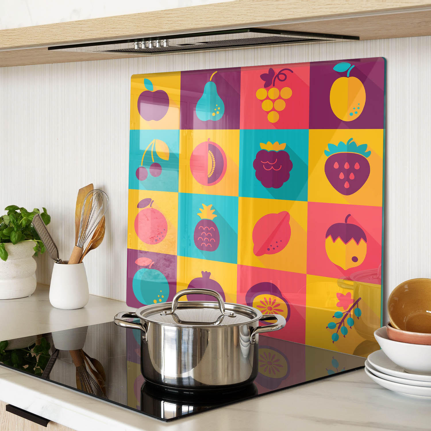 GLASPLATTE 60x52 cm Fruchtsymbole - Multicolor, Glas (60/0.4/52cm) - TULUP