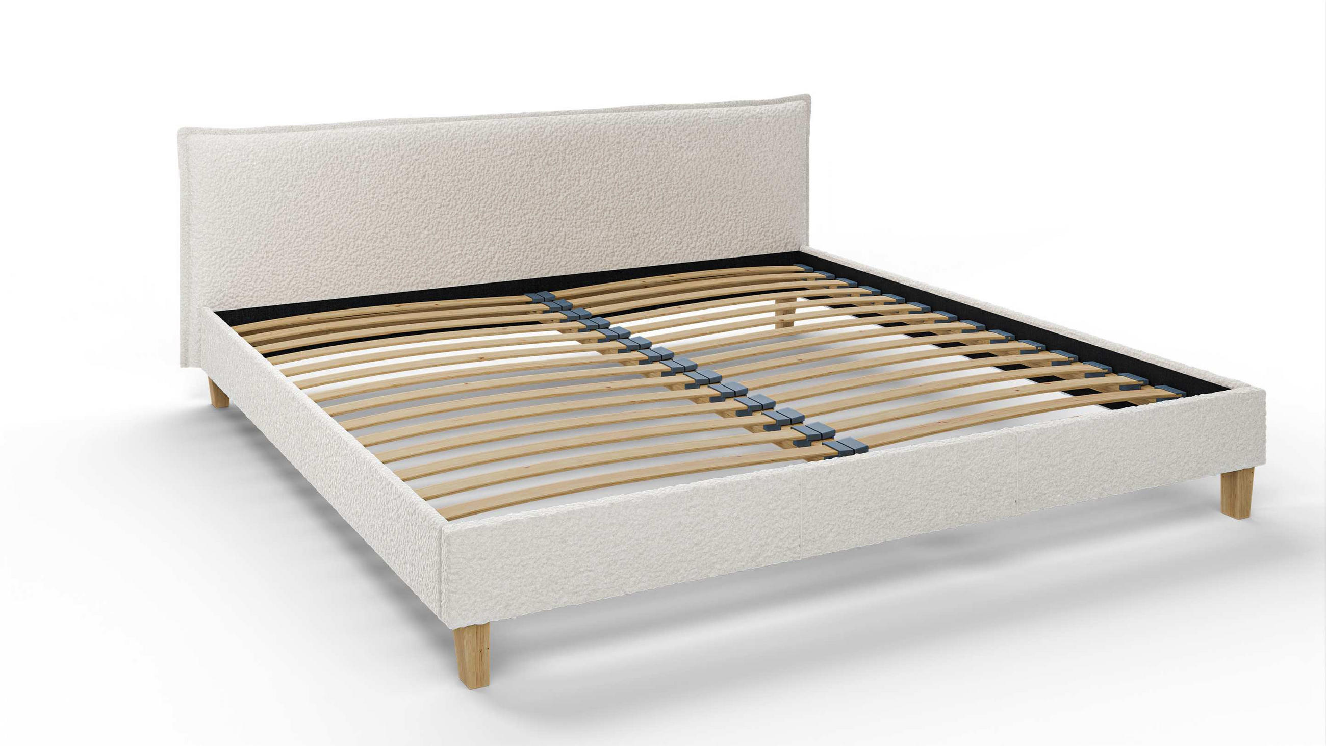 POLSTERBETT Arles 200/200 cm Boucle Stoff - Hellbraun/Weiß, Holz/Textil (200/200cm) - S-Style Möbel