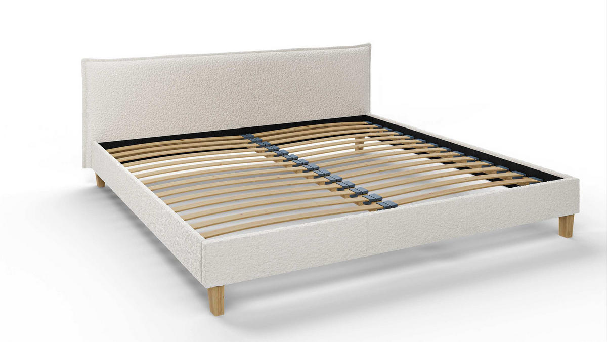 POLSTERBETT Arles 200/200 cm Boucle Stoff - Hellbraun/Weiß, Holz/Textil (200/200cm) - S-Style Möbel