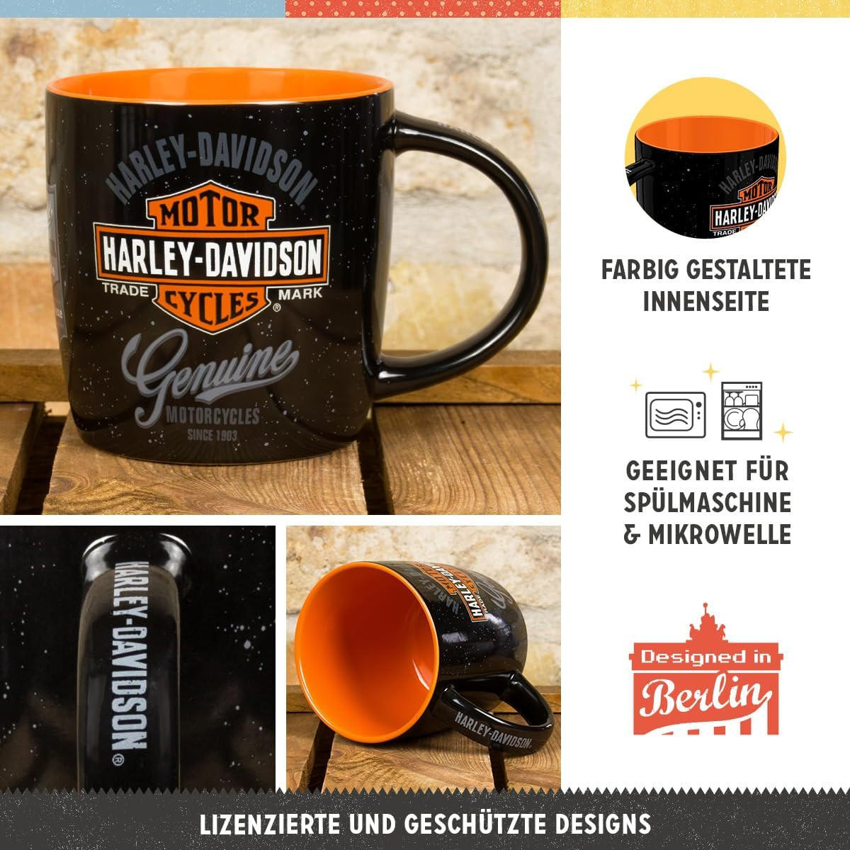 KAFFEETASSE 330 ml Harley-Davidson Genuine Logo - Multicolor, Keramik (0.33L) - Nostalgic-Art