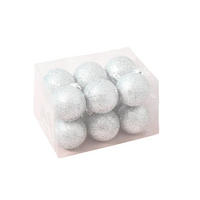 WEIHNACHTSORNAMENTE 12er-Set Ornamente silber mit Glitzer 4 cm - Silberfarben, Kunststoff (4/4/4cm) - LAALU
