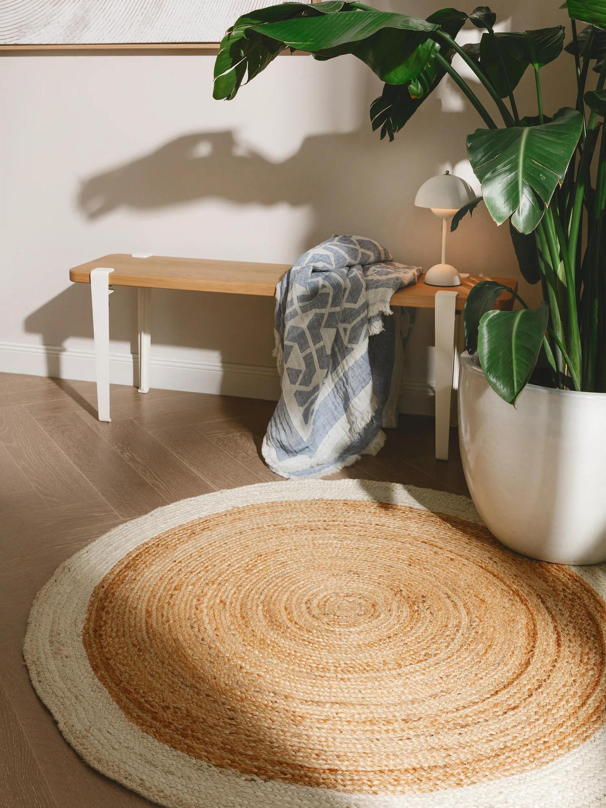 JUTETEPPICH Jutta Ivory ø 115 cm rund - Creme, Naturmaterialien/Textil (115/115cm) - benuta Pure