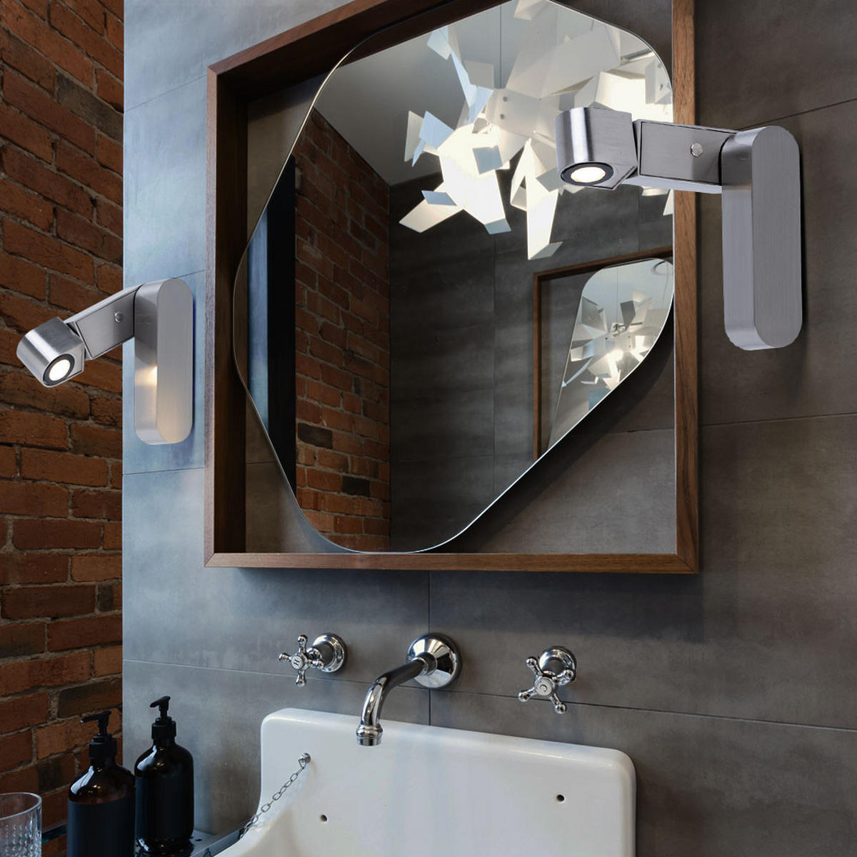 LED WANDLEUCHTE GUFA Silber Matt - Silberfarben, Kunststoff (7.5/23.5/14cm) - Globo Lighting