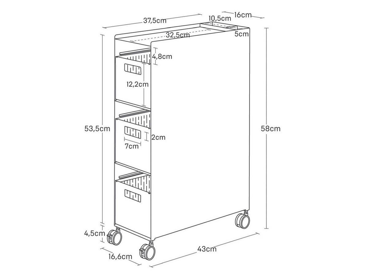 AUFBEWAHRUNGSREGAL Tower weiß 17/58/43 cm - Weiß, Metall (17/58/43cm) - Yamazaki