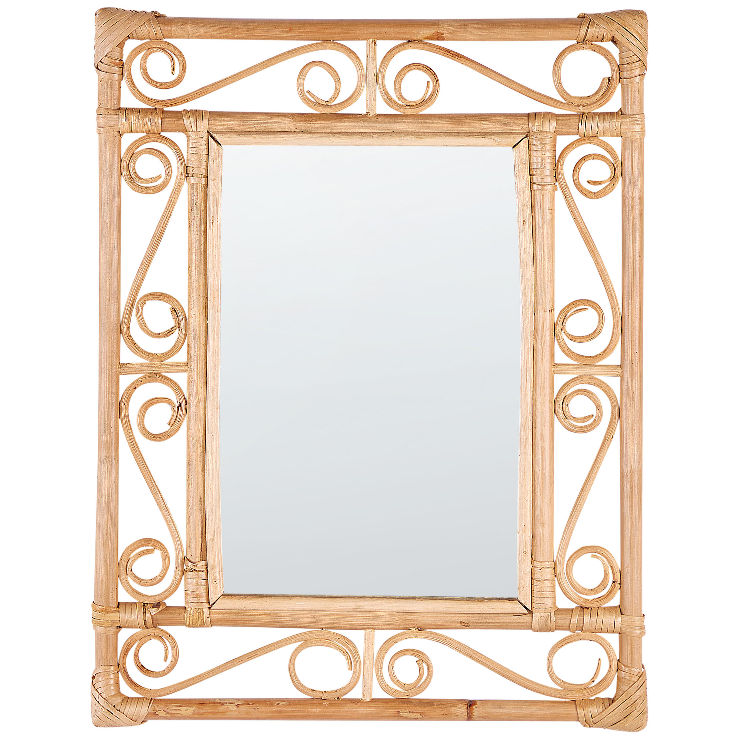 WANDSPIEGEL Rattan naturfarben 41/52 cm Amanu - Beige/Naturfarben, Naturmaterialien (41/52/2cm) - Beliani