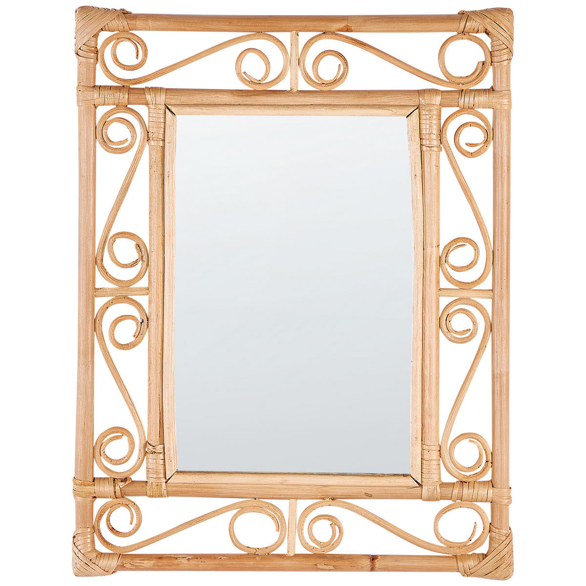 WANDSPIEGEL Rattan naturfarben 41/52 cm Amanu - Beige/Naturfarben, Naturmaterialien (41/52/2cm) - Beliani