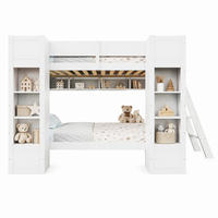 ETAGENBETT 90x200 cm in Weiß mit 2 Frontschränken, Hängeregal und Rausfallschutz - Weiß, Holz (90/200cm) - IVMEU