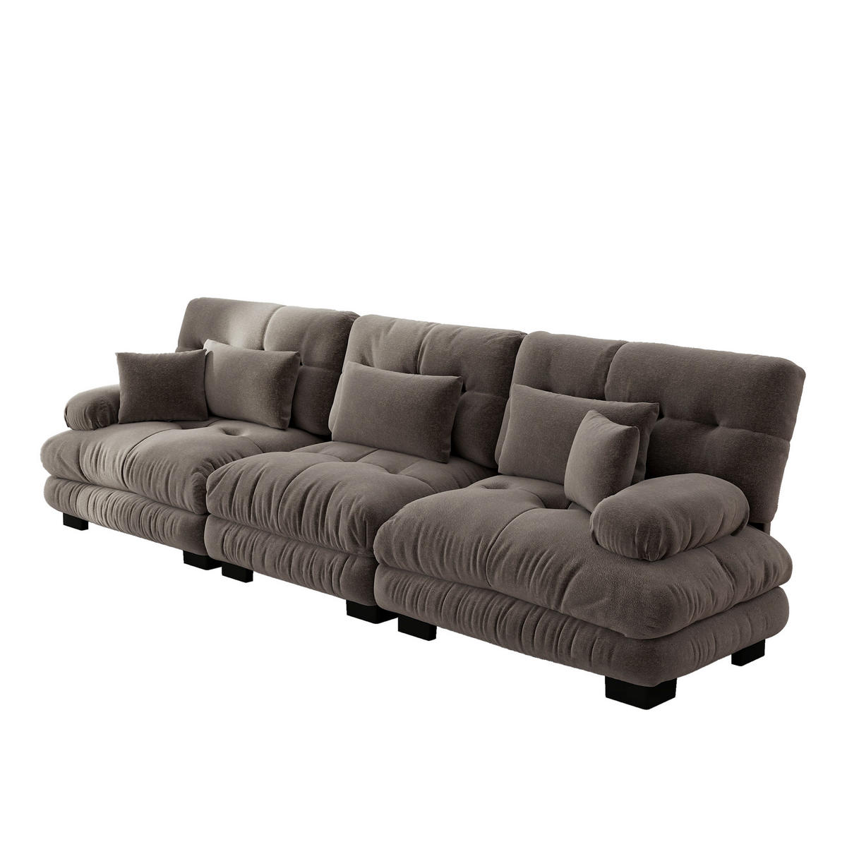 SCHLAFSOFA 3-Sitzer aus Chenille mit Tiefsitz, Braun - Braun, Textil (313/81/77cm)