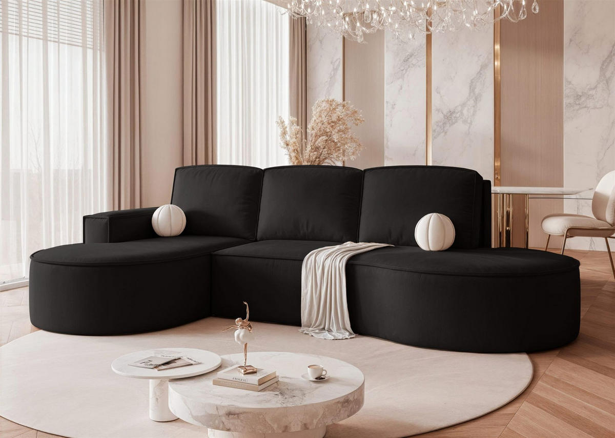 ECKSOFA Arlet Mit Schlaffunktion - Schwarz, Holzwerkstoff/Textil (277/156cm) - Fun Möbel