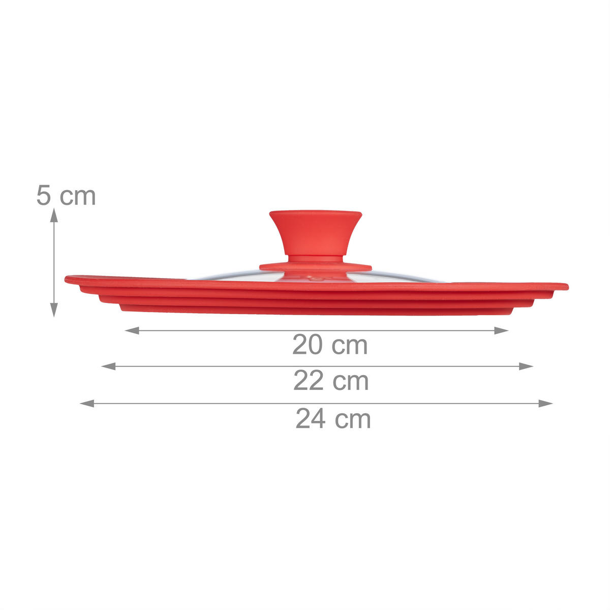 TOPFDECKEL - Rot, Glas/Kunststoff (25.5/25.5/5cm) - Relaxdays