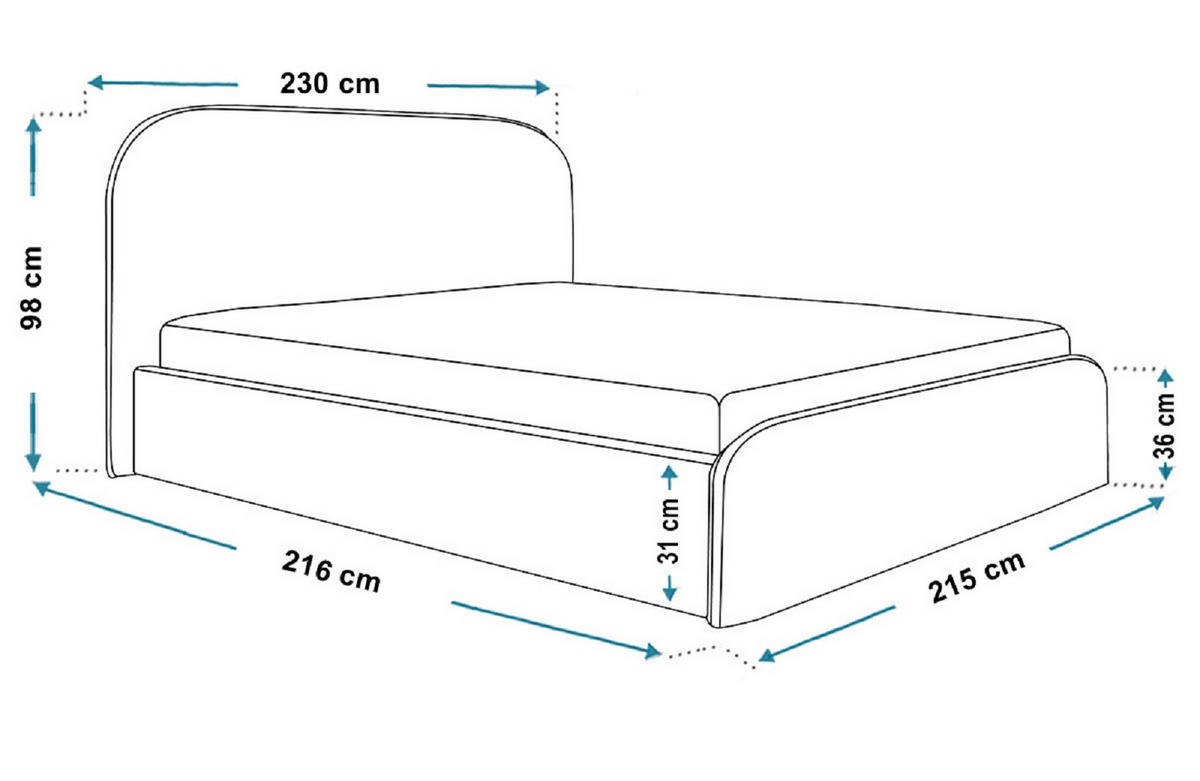 DOPPELBETT 200x200 Wendra Slim mit Lattenrost, Bettkasten, Boucle, Braun - Braun, Holz/Textil (200/200cm) - Emporius