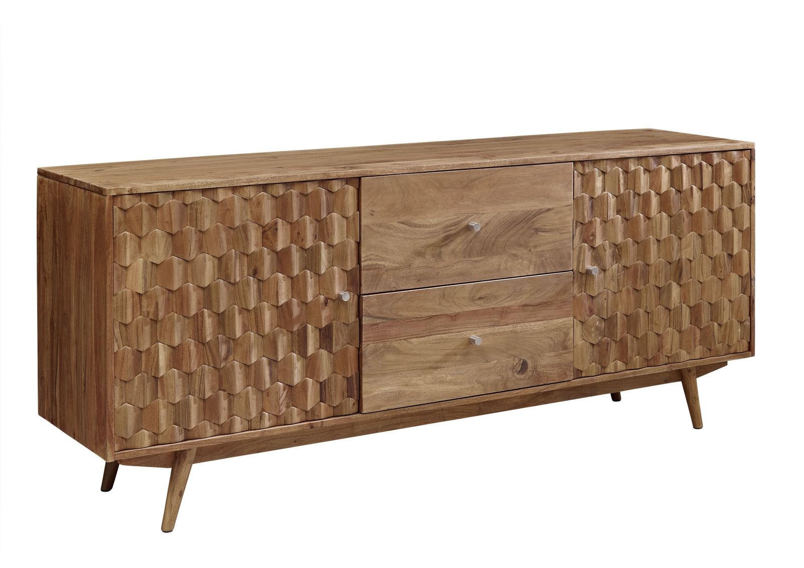 SIDEBOARD Akazie 180x42x75 natur lackiert MOSAYK #100 - Braun, Holz (180/75/42cm) - Massivmoebel24