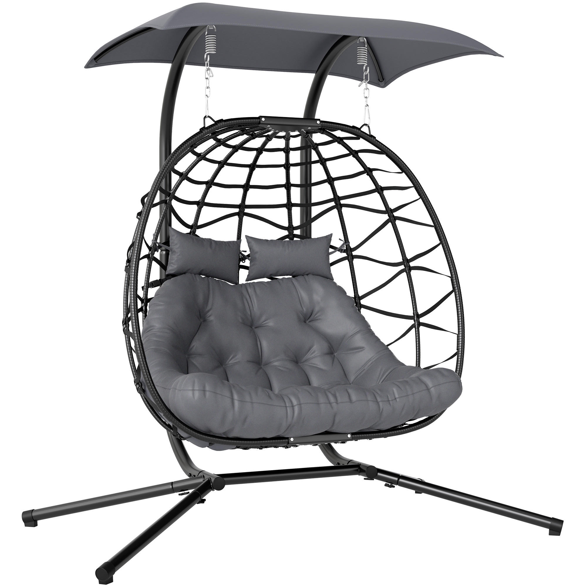 XXXLutz Rattan-Stuhl Dunkelgrau 100x185x170 cm