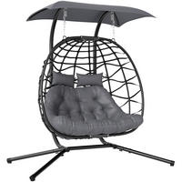 RATTAN-STUHL Dunkelgrau 170.0/100.0/185.0cm - Dunkelgrau, Metall (100/185/170cm)