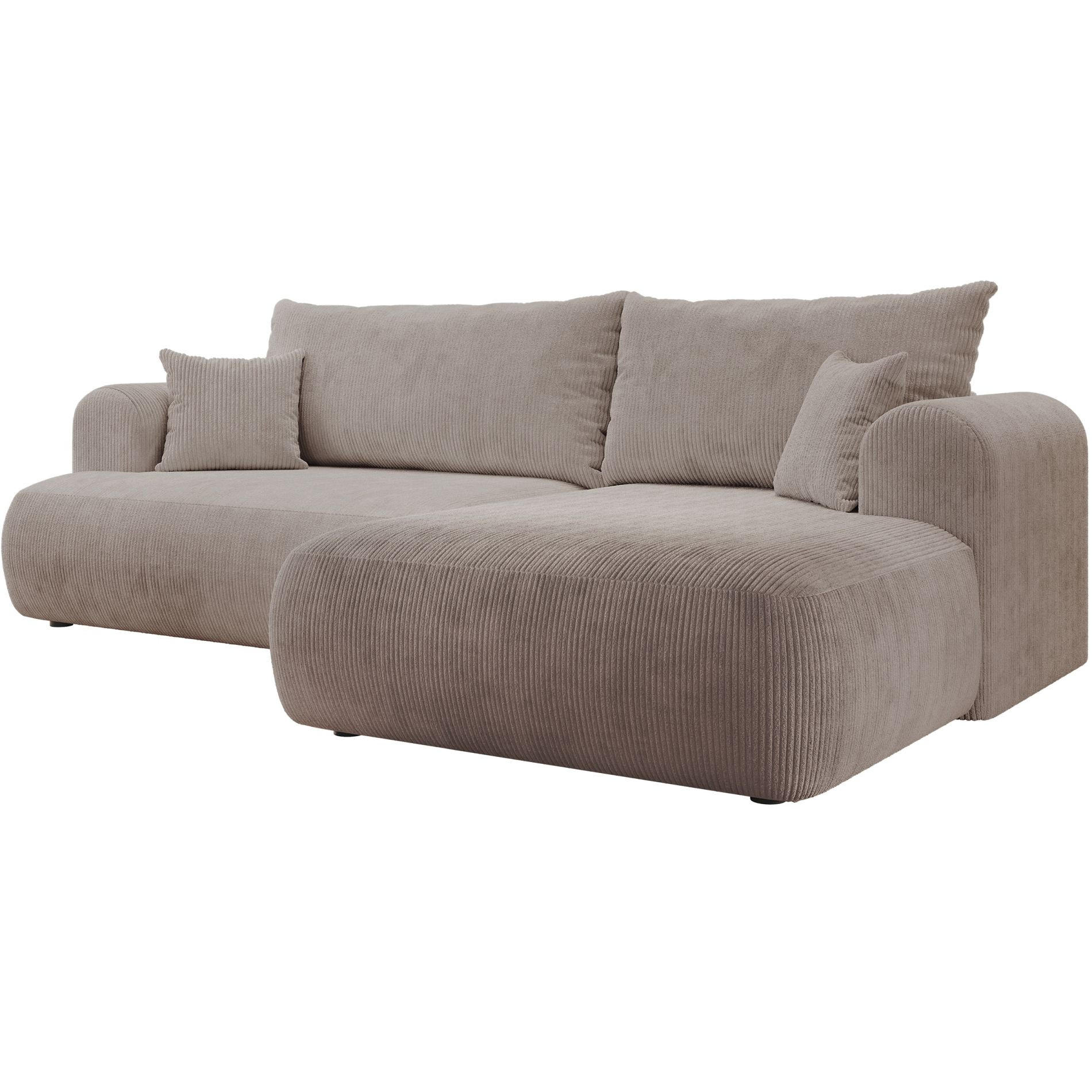 ECKSOFA Ovo Cord mit Cordbezug Beige, rechts - Beige/Schwarz, Textil (260/165cm) - Selsey