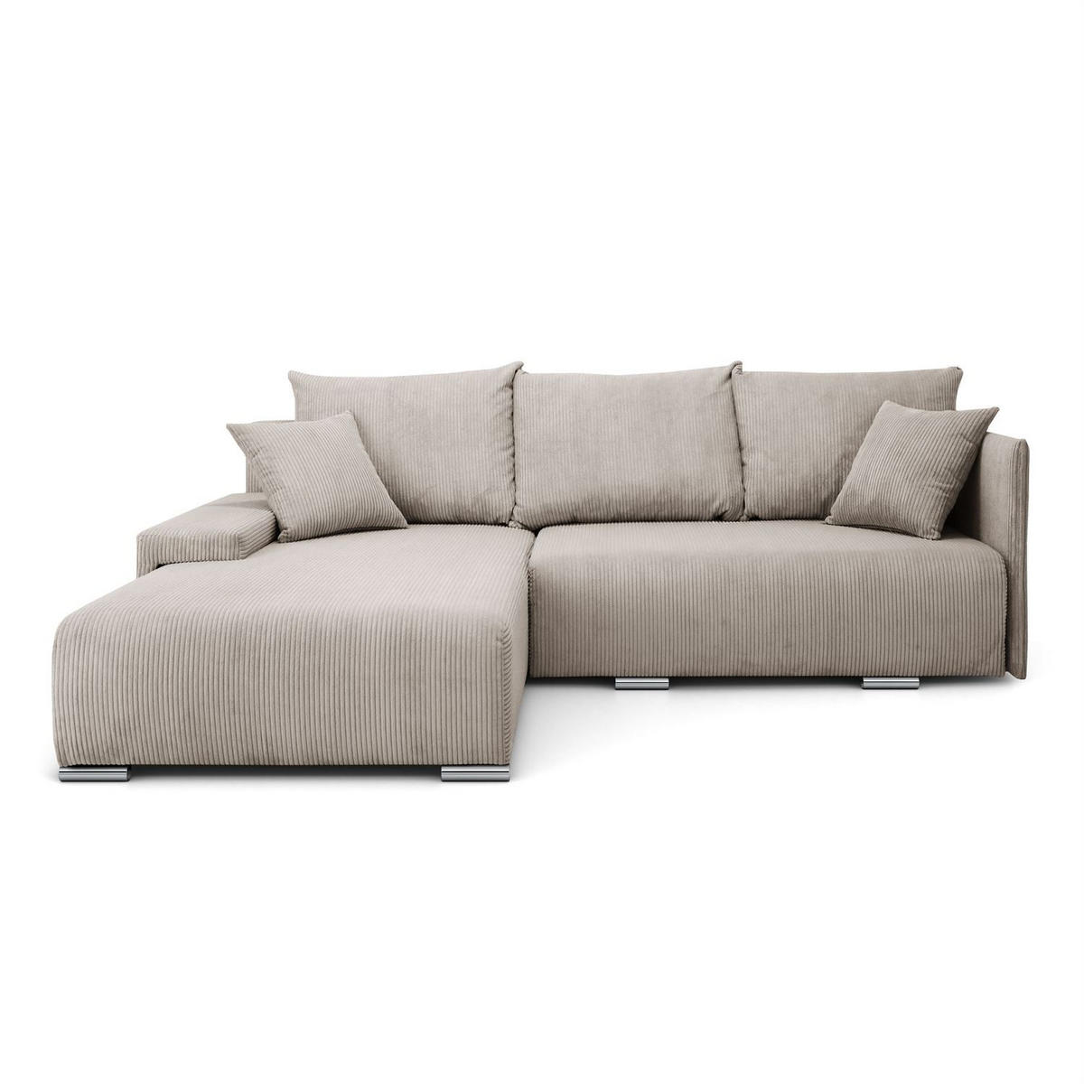ECKSOFA LAVIO L mit Schlaffunktion und Bettzeugkasten Linke - Beige, Textil (246/188cm) - Lookway
