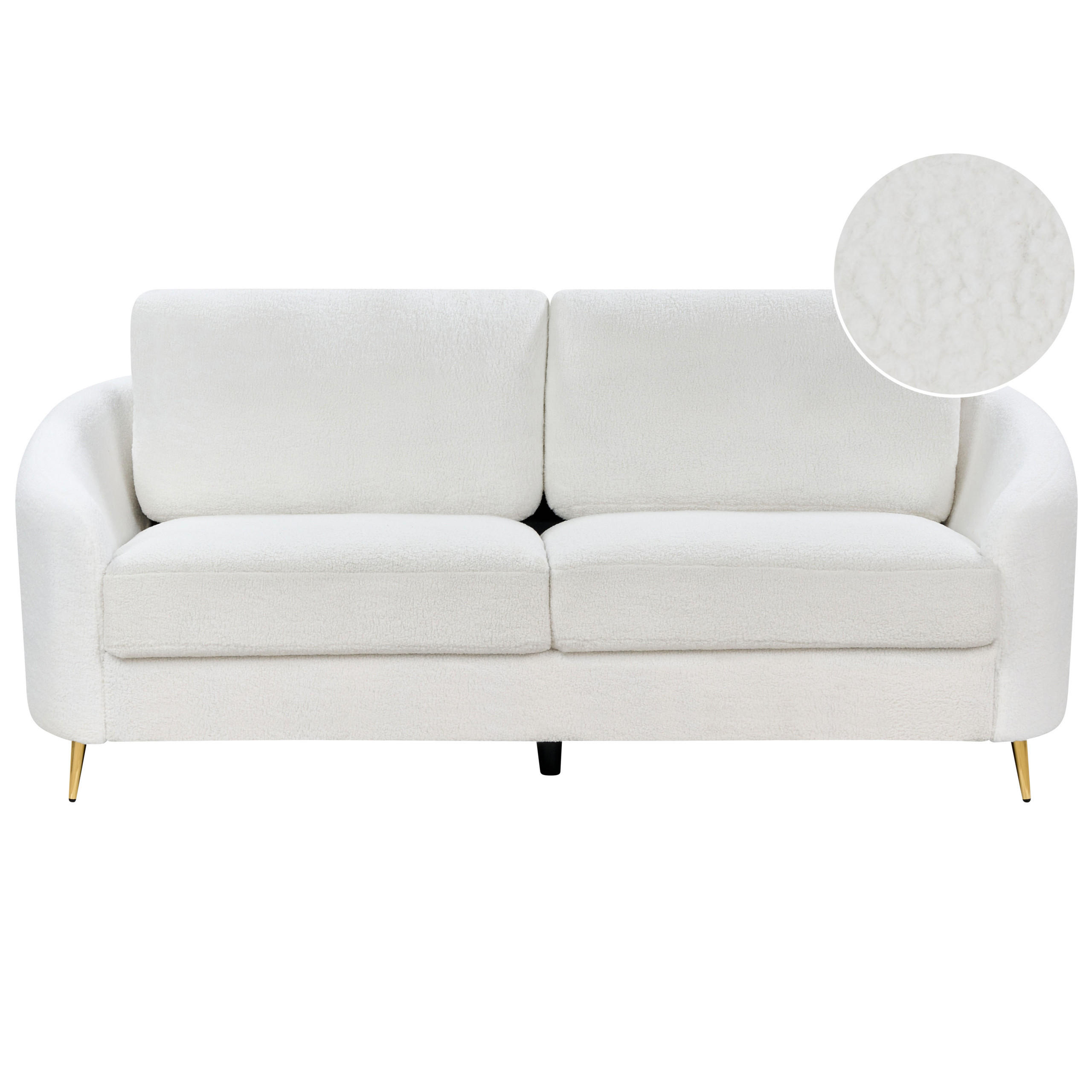 3-SITZER-SOFA Bouclé weiß/gold Trosa - Goldfarben/Weiß, Textil (203/88/86cm) - Beliani
