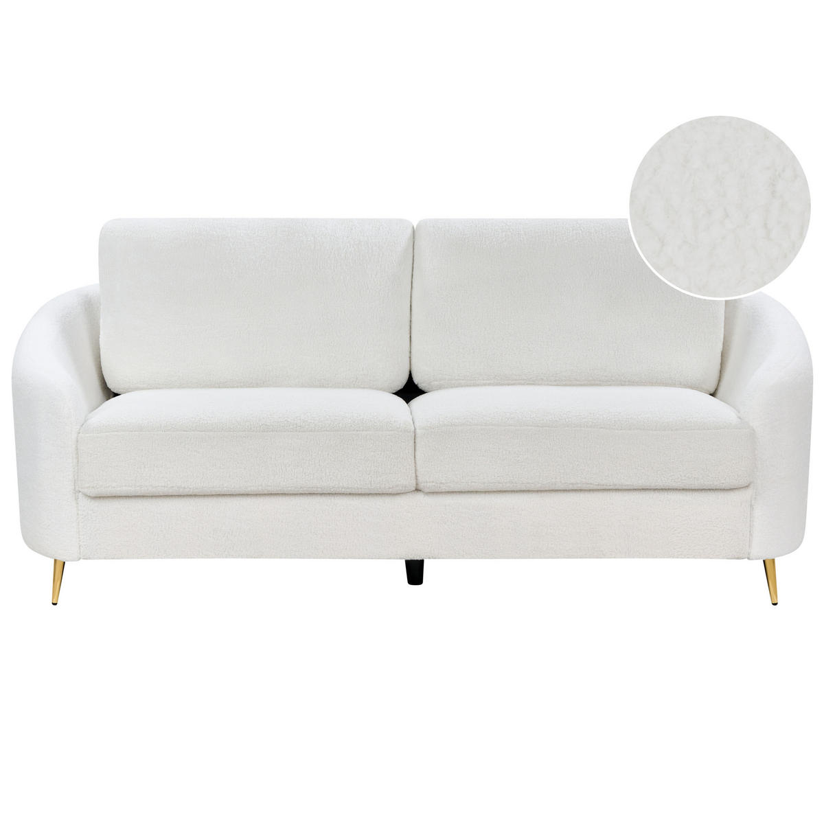 3-SITZER-SOFA Bouclé weiß/gold Trosa - Goldfarben/Weiß, Textil (203/88/86cm) - Beliani