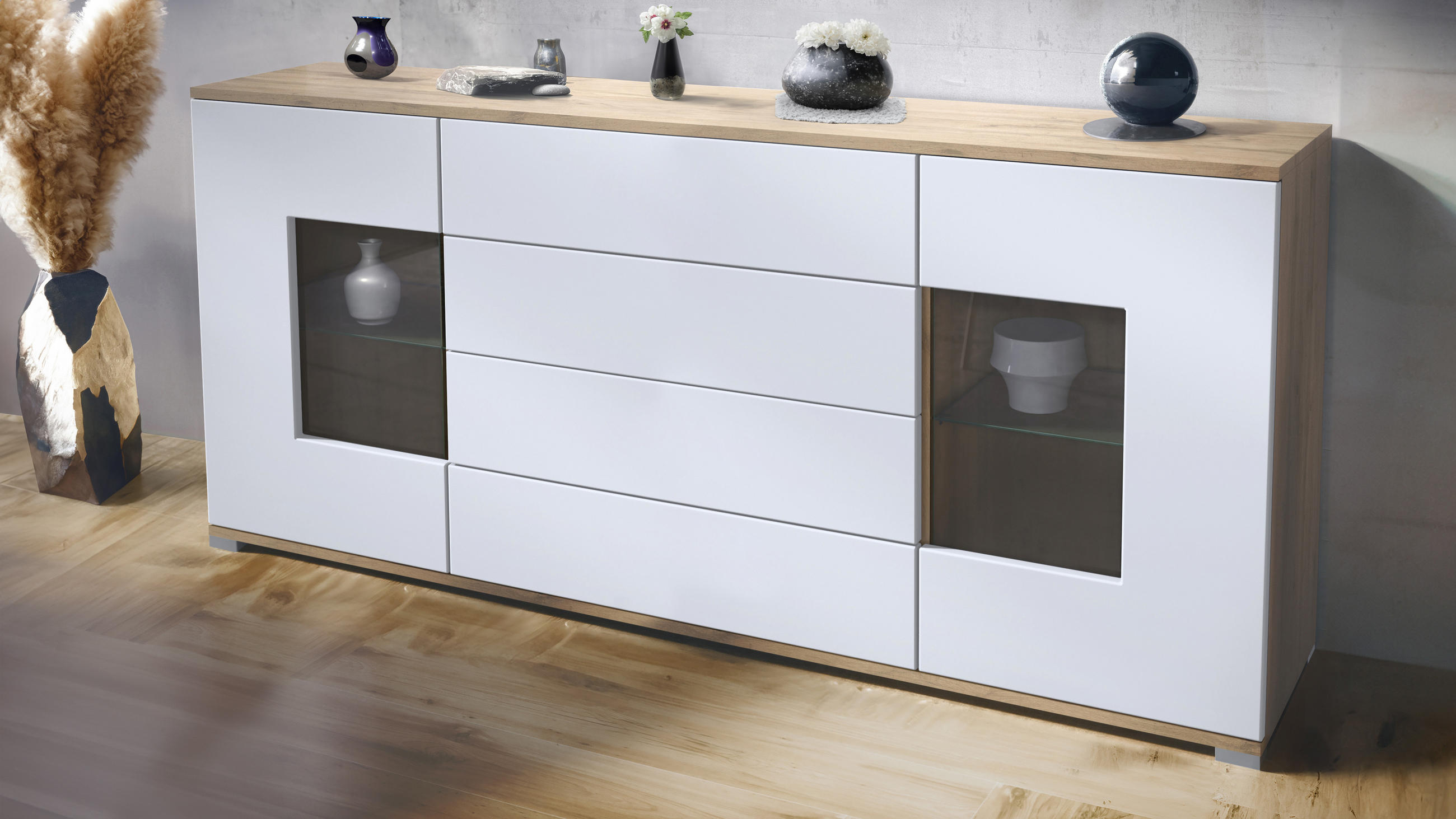 SIDEBOARD Grömitz Weiß matt - Weiß, Holzwerkstoff (166.5/75.5/35cm) - Vladon