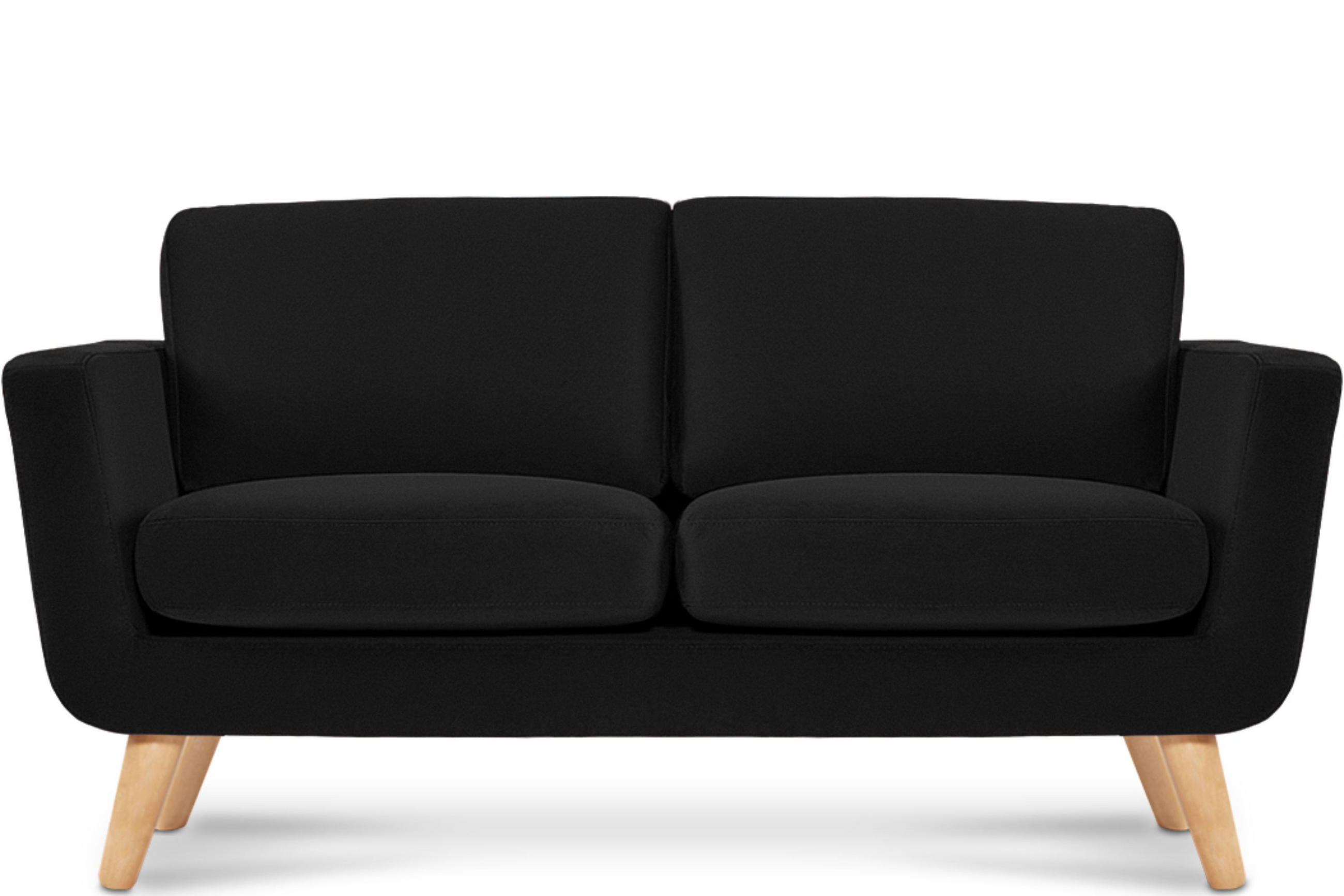 SOFA TAGIO mit Armlehnen, Schwarz - Schwarz/Braun, Buchenholz/Textil (153/80/84cm) - KONSIMO®