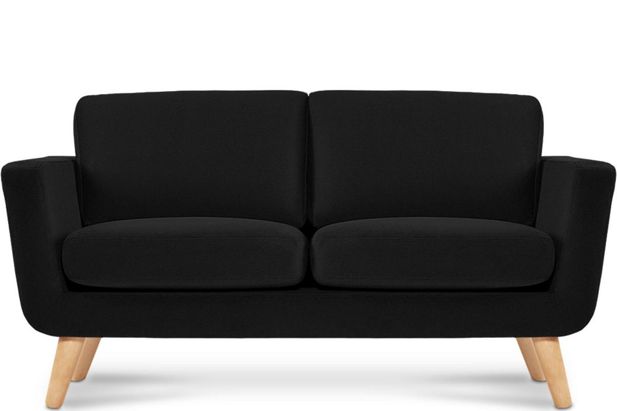 SOFA TAGIO mit Armlehnen, Schwarz - Schwarz/Braun, Buchenholz/Textil (153/80/84cm) - KONSIMO®