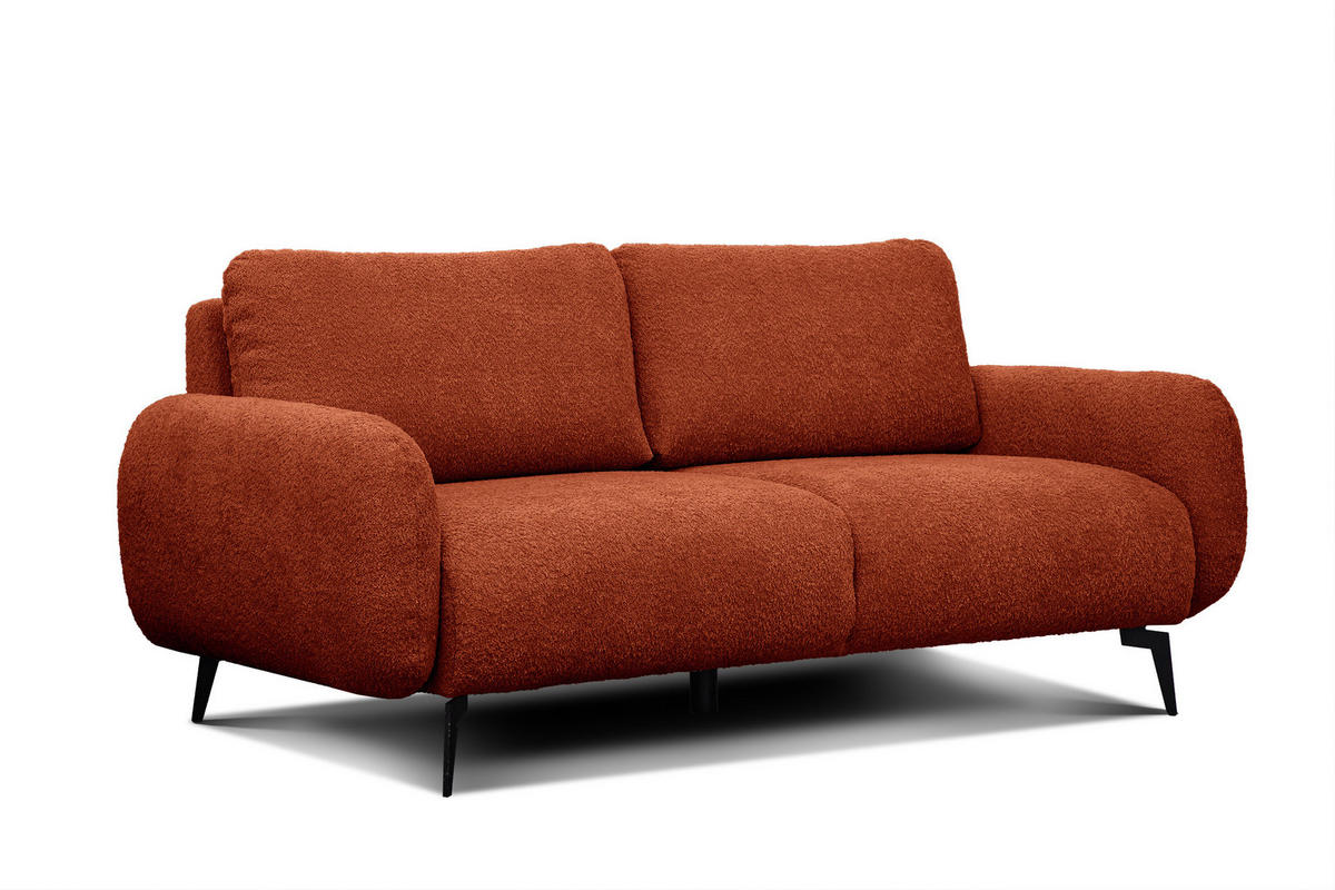 SOFA FEBE 3-Sitzer, dunkelorange - Dunkelorange/Schwarz, Holz/Textil (190/82/96cm) - Courtois Laville