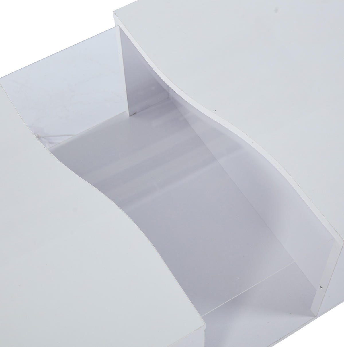COUCHTISCH aus MDF 100x50x35 cm Weiß Hochglanz mit LED-Beleuchtung, 2 Schubladen und Acrylplatte - Weiß, Holzwerkstoff (100/50/35cm) - IVMEU