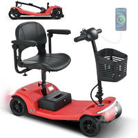 ELEKTROMOBIL faltbar Seniorenmobil,250 W,25 km,12Ah 4-Rad-Scooter,Rot - Rot, Metall (48.5/86/99cm) - LVHOM
