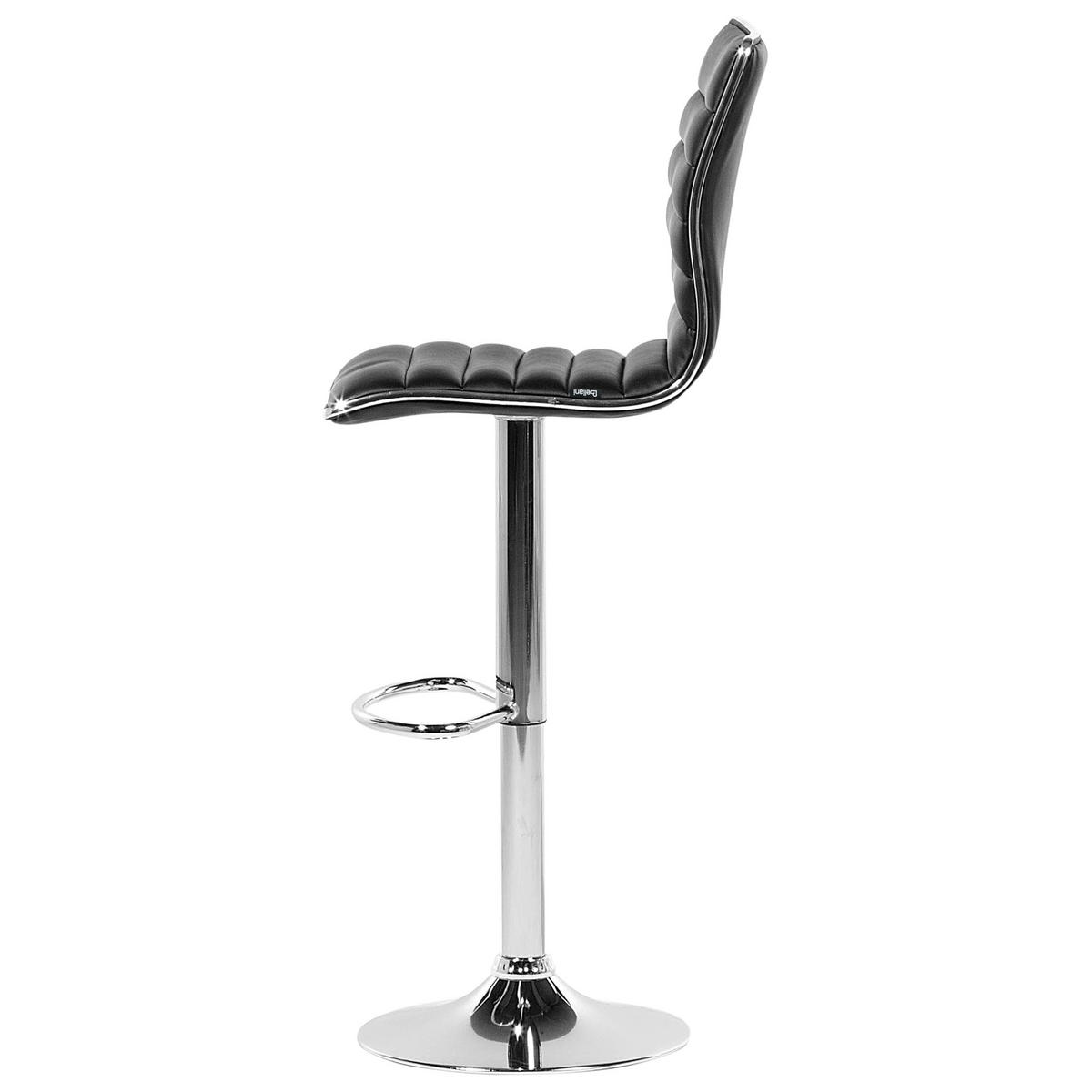 BARHOCKER 2er-Set Kunstleder Schwarz Lucerne - Schwarz, Textil/Metall (40/116/39cm) - Beliani