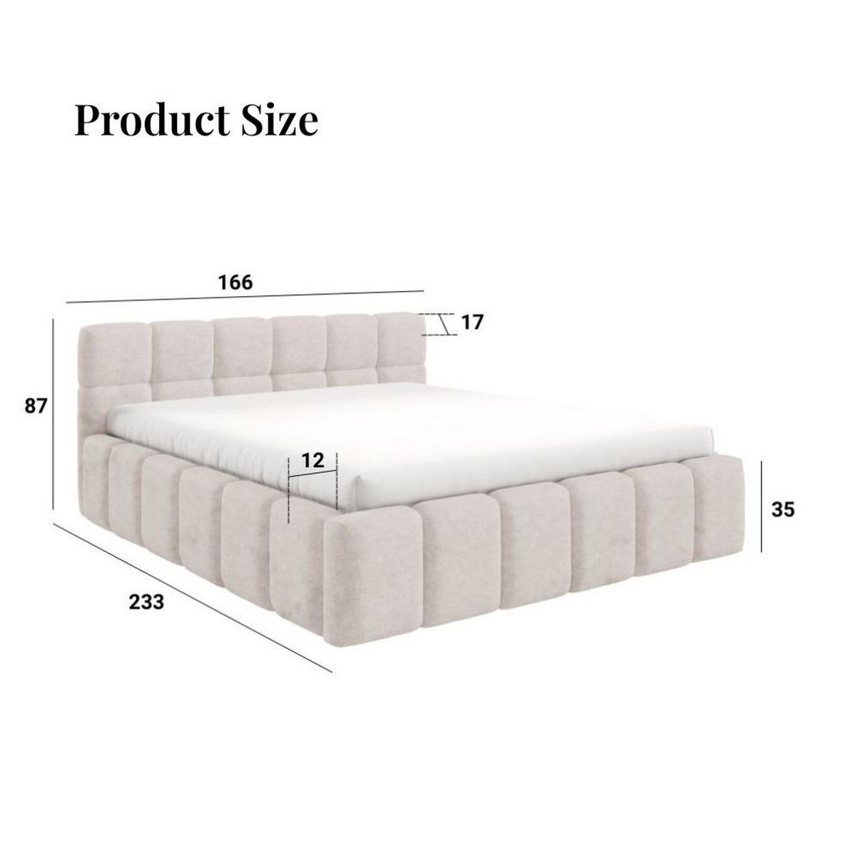 POLSTERBETT NUBO Medium 140x200 cm mit Bettkasten – QUELLE 83 - Hellgrau, Holz - Dekori_Interiors