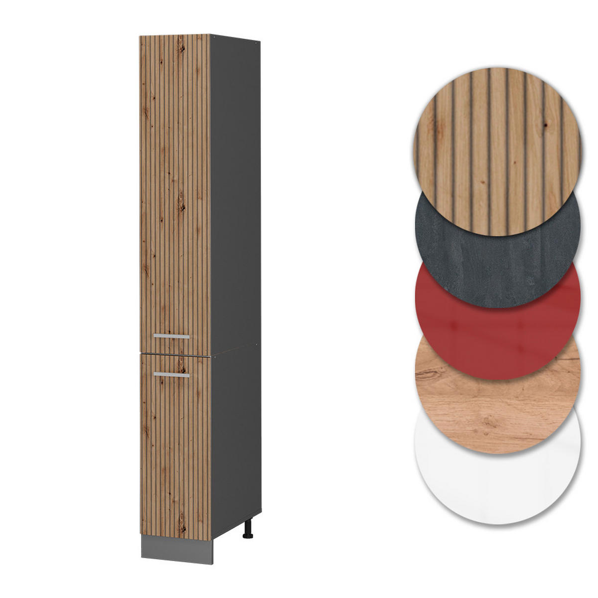 APOTHEKERSCHRANK R-Line Artisan-Eiche 30 cm - Anthrazit/Eiche Artisan, Holzwerkstoff (30/206.8/57.2cm) - Vicco