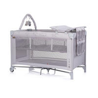 REISEBETT Luna 2 Ebenen silber Wickelauflage klappbar Spielbogen Faltmatratze - Silberfarben, Kunststoff (60/120cm) - Chipolino