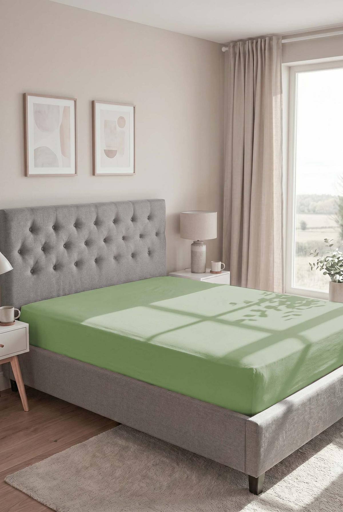 SPANNBETTTUCH Premium Biber fichte, 90x190 cm - 100x200 cm - Dunkelgrün, Textil (100/200cm) - biberna