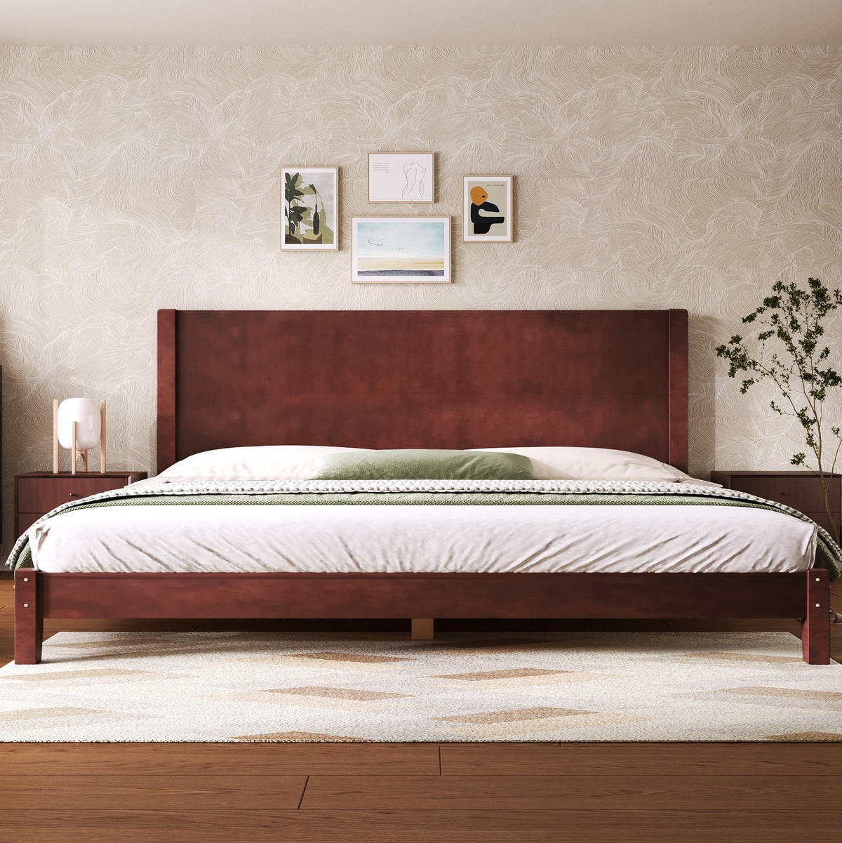 POSTEĽ 180/200 cm hnedá s čelom a lamelovým roštom z MDF a preglejky - hnedá, kompozitné drevo (180/200cm) - OKWISH