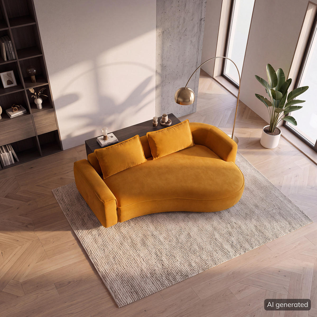 2,5-SITZER SOFA - Schwarz/Orange, Kunststoff/Textil (217/82/146cm) - home24