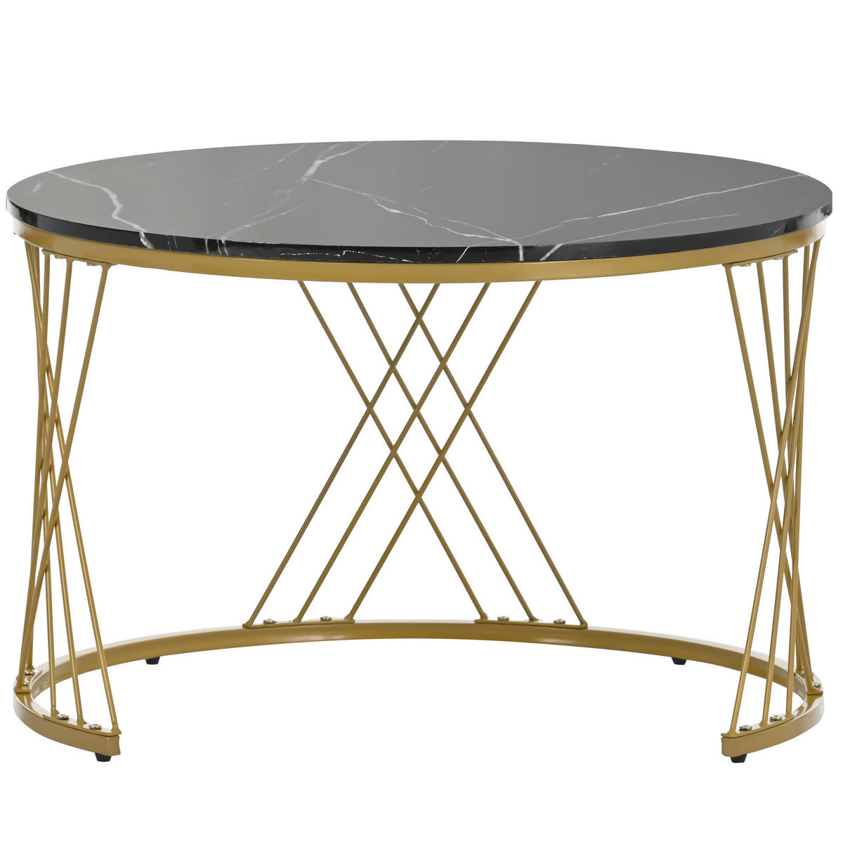 COUCHTISCH-SET 70/70/45 cm, 2-teilig ineinanderschiebbar mit Marmormuster und Metallgestell, Schwarz - Schwarz, Holzwerkstoff (70/70/45cm) - Redom