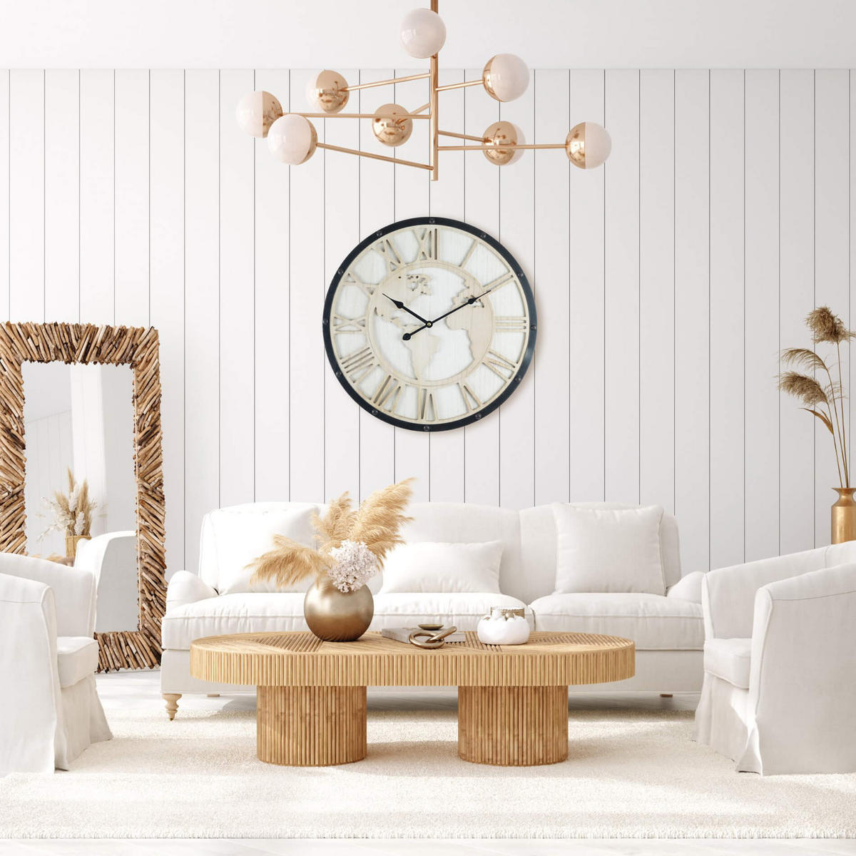WANDUHR Weiß 5/50/50 cm - Weiß, Holzwerkstoff (5/50/50cm) - Mobili Rebecca