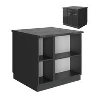 KUCHYŇSKÝ OSTROV Fame-Line Antracitový vysoký lesk - antracitová/vysoce lesklá černá, kompozitní dřevo (90/82/60cm) - Vicco