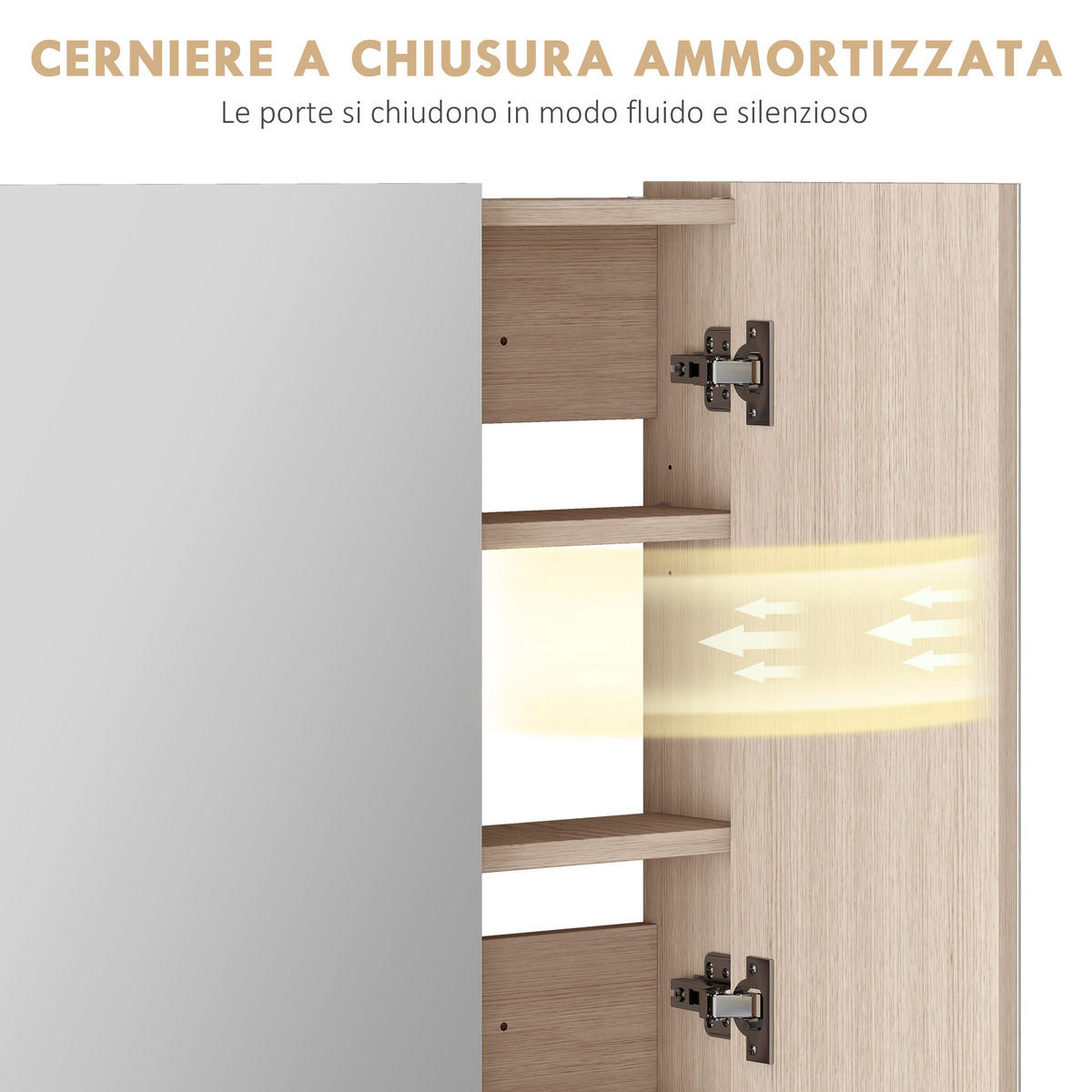 SPIEGELSCHRANK mit 3 sanft schließenden Spiegeltüren,90x13,5x60 cm ,Holzfarbe - Braun, Glas (90/135/60cm) - Vallsero