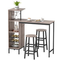 BARTISCH-SET 3-tlg. DE-08001 mit Stauraum, Weinregal & Glashalter Grau - Grau, Metall (40/122/121.5cm) - ComfortXL
