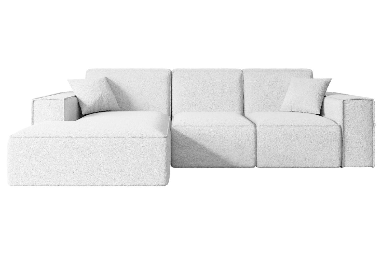 ECKSOFA Ottomane Links SERRA-L - 266x165x73 cm Weiß Bouclé - Schwarz/Weiß, Holzwerkstoff/Kunststoff (165/266cm) - ALTDECOR