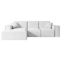 ECKSOFA Ottomane Links SERRA-L - 266x165x73 cm Weiß Bouclé - Schwarz/Weiß, Holzwerkstoff/Kunststoff (165/266cm) - ALTDECOR