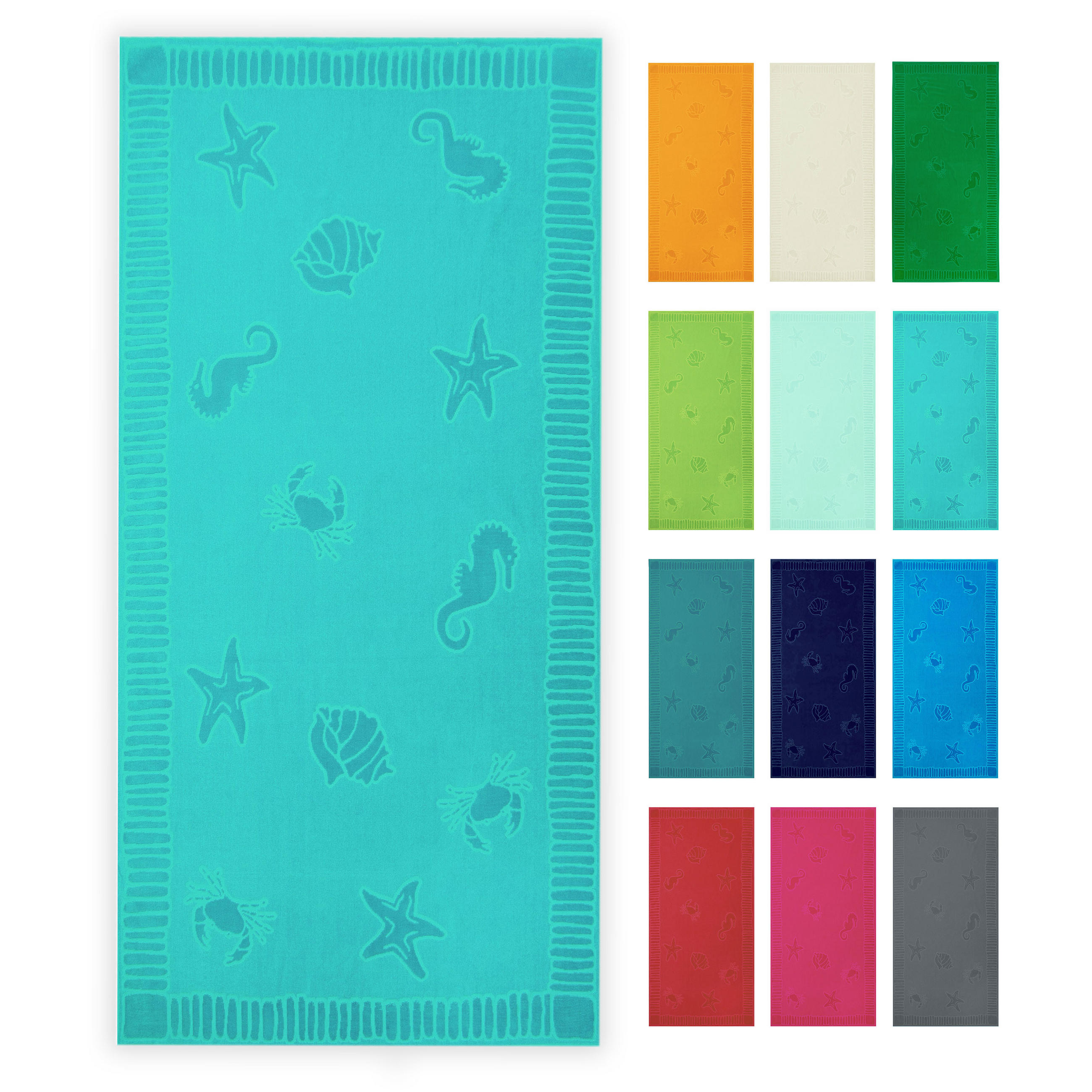 STRANDTUCH, 100x200 cm, 100% Baumwolle, Grün - Türkis, Textil (100/200cm) - Zollner