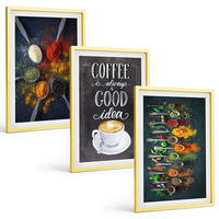 BILDER SET 3er Set - 40x60 cm Goldrahmen - Gewürze, Kaffee, Kräuter, Muster - Goldfarben, Kunststoff (40/60cm) - TULUP