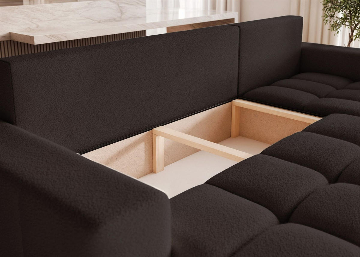 ECKSOFA Anabel Mit Schlaffunktion - Schwarz, Holzwerkstoff/Textil (145/248cm) - Fun Möbel