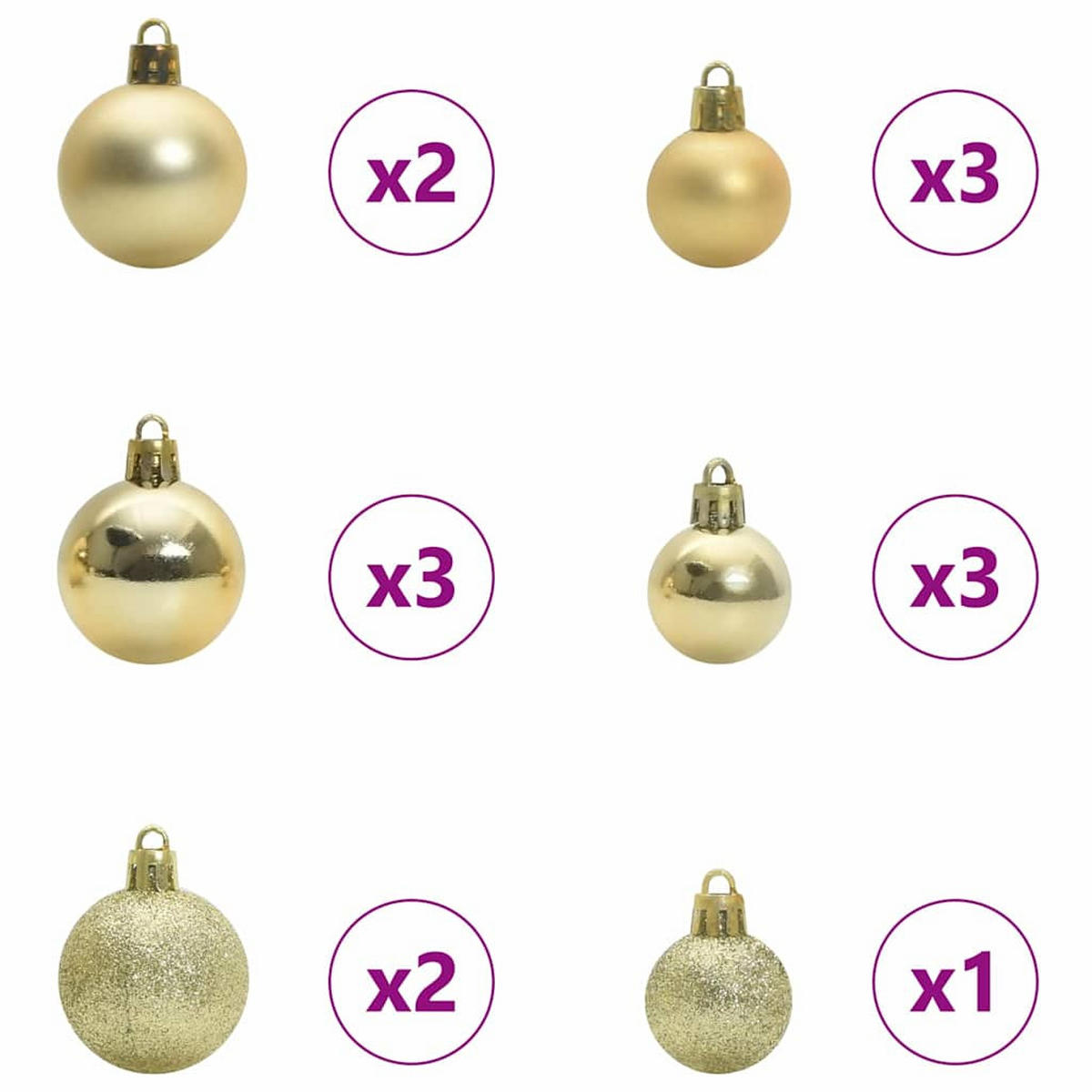 WEIHNACHTSKUGELSET 61 -teilig Mehrfarbig Kunststoff - Eukalyptusholzfarben, Kunststoff (6/27/6cm) - vidaXL