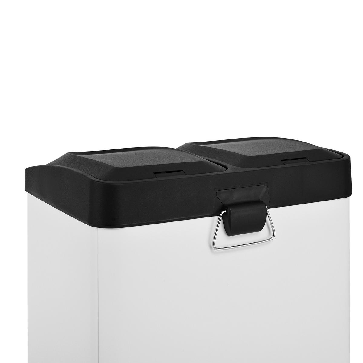 MÜLLEIMER TC2X15 30L 2x15 Treteimer Papierkorb Mülltrennung - Weiß, Metall (41/44/30cm) - SVITA