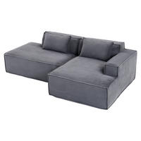 ECKSOFA DE-35208 mit 2 Kissen Grau - Grau, Textil (129/235cm) - ComfortXL